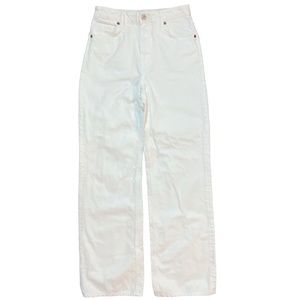 ZARA High Waisted Wide Leg White Jeans
